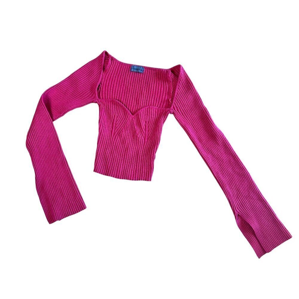 URBAN OUTFITTERS Hot Pink Ribbed Sweater Crop Top Size Small